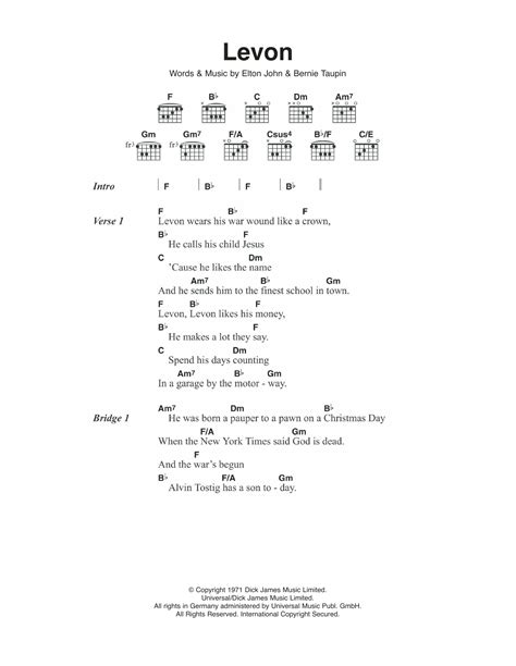 lyrics elton john levon chords.